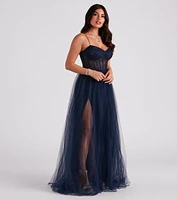 Hailey Lace Bustier Tulle Formal Dress