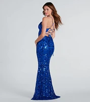 Bethanie Formal Sequin V-Neck Mermaid Dress