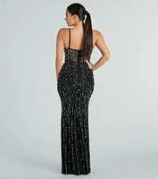 Hartley Formal Faux Pearl Rhinestone Long Dress