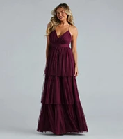 Joselyn Formal Mesh Ruffled A-Line Dress