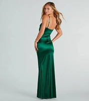 Stacie Satin Corset Wrap Formal Dress