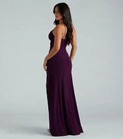 Cindy Formal V-Neck Cutout A-Line Long Dress