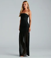 Shaliee Formal Mesh Strapless Mermaid Dress