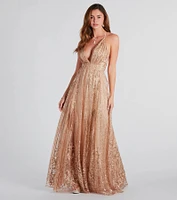 Caitlyn Formal Glitter Sequin Tulle A-Line Dress