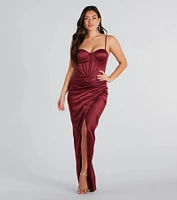 Emmaline Formal Satin Bustier Long Dress