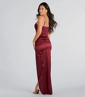 Emmaline Formal Satin Bustier Long Dress