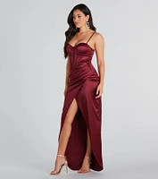 Emmaline Formal Satin Bustier Long Dress