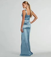 Annalise Glitter Satin Corset Mermaid Dress