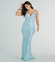 Lyanna Formal Iridescent Sequin Mermaid Dress