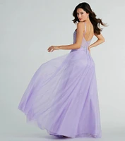 Jaci Rhinestone Embroidered Mesh Formal Dress