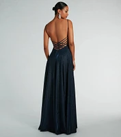 Sally Lattice Back A-Line Ball Gown