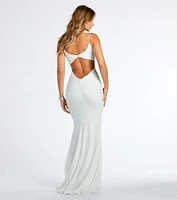 Rowan Formal Glitter Ruched Mermaid Dress