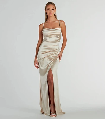 Laurel Formal Satin Tie-Back Mermaid Dress