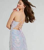 Shannon Lace-Up Sequin Mesh Mermaid Formal Dress