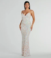 Cynthia Lace Up Mermaid Sequin Formal Dress