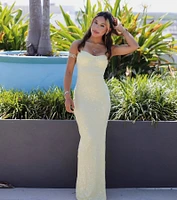 Lakelyn Lace-Up Floral Sequin Mesh Formal Dress
