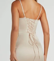 Catrina Formal V-Neck Corset Mermaid Satin Dress