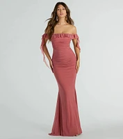 Deyna Formal Mesh Off-The-Shoulder Long Dress