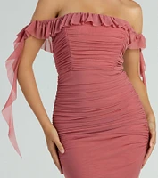 Deyna Formal Mesh Off-The-Shoulder Long Dress