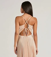 Charlie Lace-Up A-Line Pleated Satin Formal Dress