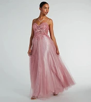 Aila Sweetheart Beaded A-Line Glitter Formal Dress