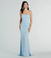 Rylie Formal Glitter Lace-Up Column Dress