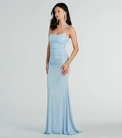 Rylie Formal Glitter Lace-Up Column Dress