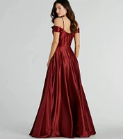 Alira Cold Shoulder A-Line Satin Formal Dress
