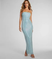 Brittney Strapless Rhinestone Long Formal Dress