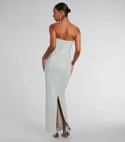Brittney Strapless Rhinestone Long Formal Dress
