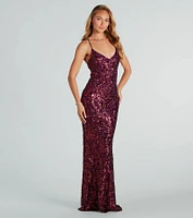 Taisia Formal Sequin Scroll Dress