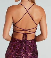 Taisia Formal Sequin Scroll Dress