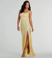 Kimber High Slit Floral Sequin Mermaid Dress