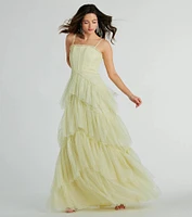 Saylor Formal Glitter Tulle A-Line Long Dress