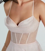 Ariel Corset Glitter Mesh A-Line Formal Dress