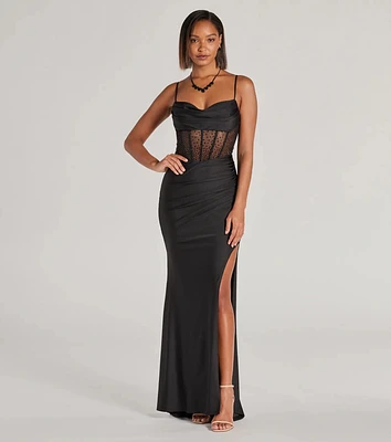 Sadie Rhinestone Corset Open Back Mermaid Formal Dress