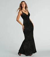 Spencer Formal Glitter Velvet Lace-Up Long Dress