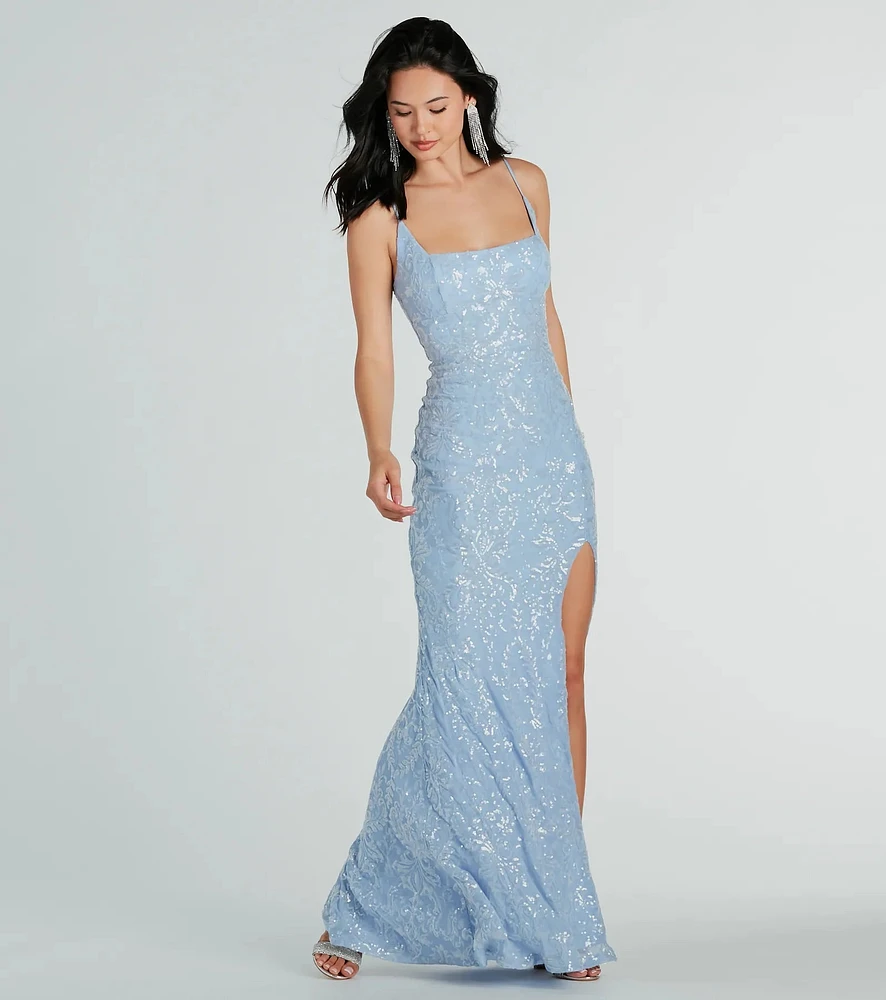Kailani Formal Sequin Slit Mermaid Dress