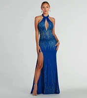 Darlene Halter Mermaid Rhinestone Formal Dress
