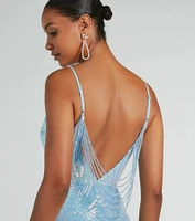Pauline Formal Sequin Draped Bead Bodycon Dress