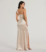Kathie Formal Satin One-Shoulder Dress