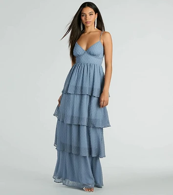 Kasey V-Neck Ruffled A-Line Chiffon Formal Dress