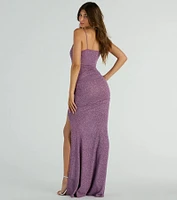 Hayden Ruched Glitter Knit Mermaid Dress