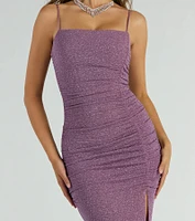 Hayden Ruched Glitter Knit Mermaid Dress