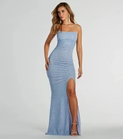 Hayden Ruched Glitter Knit Mermaid Dress
