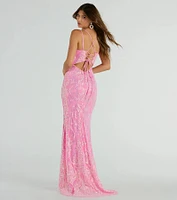 Jessa Lace-Up Mermaid Sequin Formal Dress
