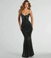 Leni V-Neck Mermaid Rhinestone Formal Dress