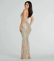 Sarai Formal Sequin Striped Mermaid Long Dress