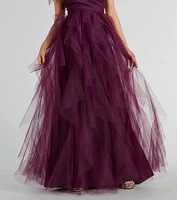 Hadley V-Neck Ruffled A-Line Tulle Formal Dress