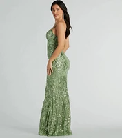 Julissa V-Neck Sequin Mesh Mermaid Dress